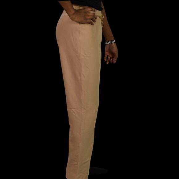 Oscar de La Renta Trousers Tan Wool Chain High Waist Dress Pant Tapered 2 Petite - Picture 12 of 12